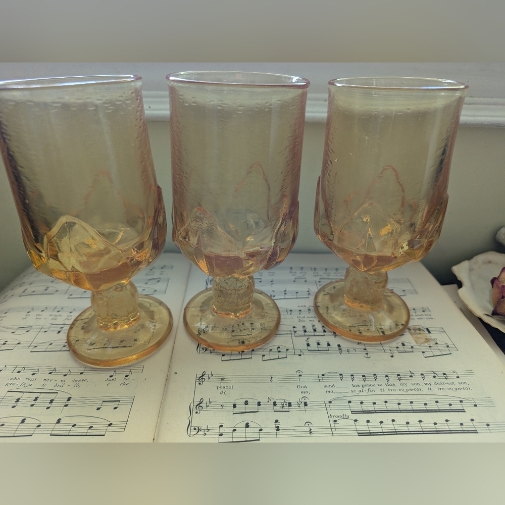 Amber Glass Goblet Set Of 3